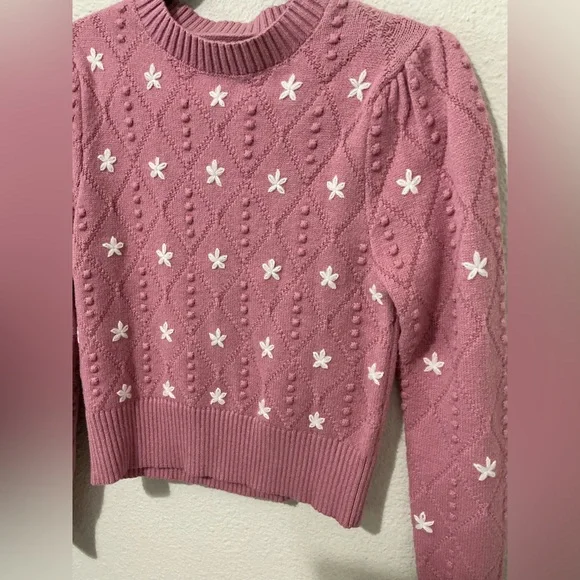 English Factory Floral Handmade Embroidery Sweater in Dusty Pink Size XS - Picture 11 of 11